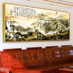 鸿运当头中式客厅装饰画国画沙发背景墙壁画办公室挂画山水画