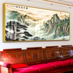 鸿运当头中式客厅装饰画国画沙发背景墙壁画办公室挂画山水画