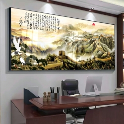 名人山水画李家诚王健林同款山水画深圳装饰画工厂批发定制