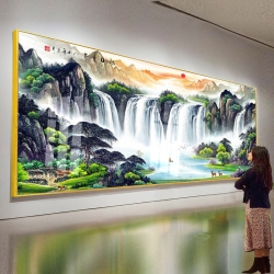 鸿运当头山水画深圳工厂批发市场有机玻璃豪华装饰画品牌定制