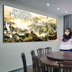 紫气东来客厅装饰画中堂沙发背景墙壁画字画新中式大气山水挂画